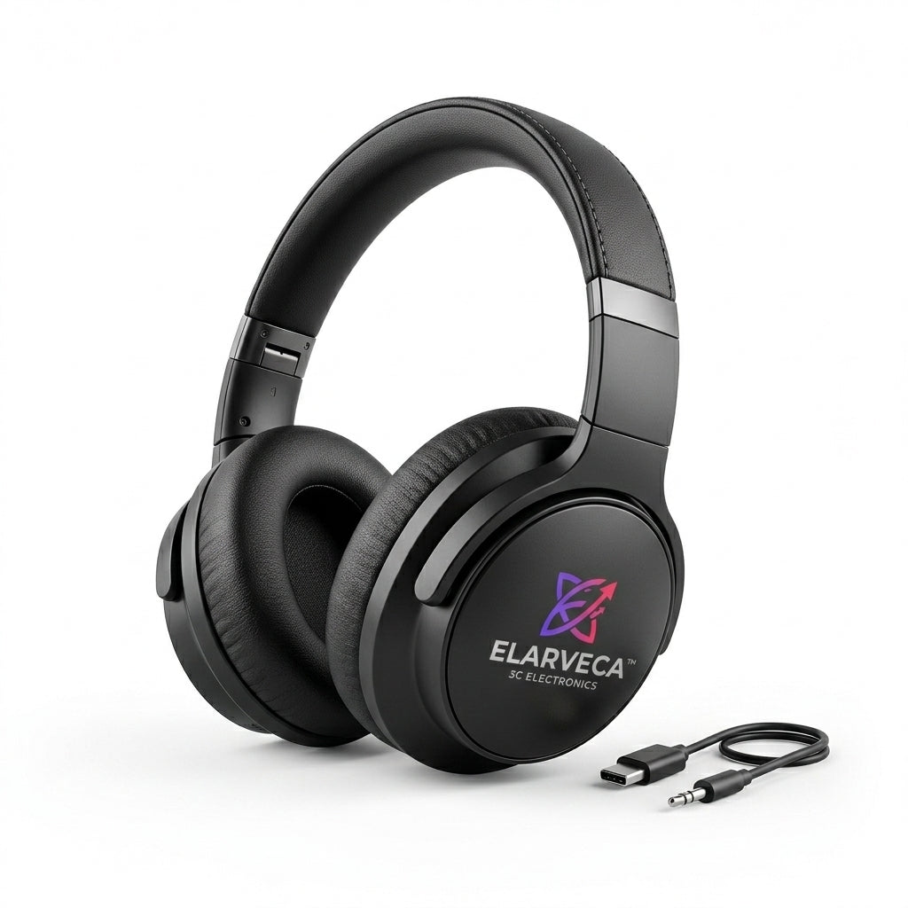Elarveca™ VortexOne Flagship Wireless Over-Ear Headphones – 360° Immersive Audio, Hybrid Active Noise Cancelling, Ultra-Lightweight Comfort & Multi-Device Connectivity