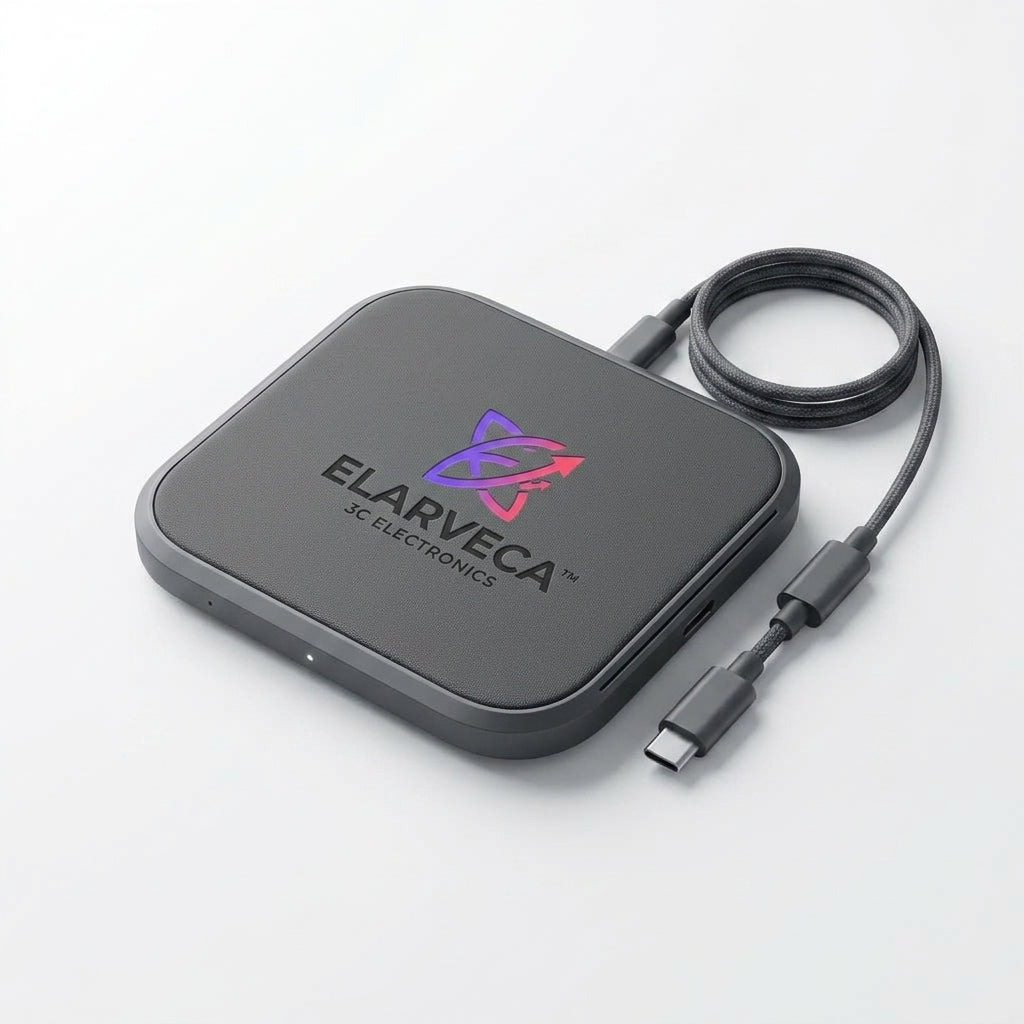 Elarveca™ GlideCharge 15W Ultra-Slim Wireless Charging Pad – Fast Qi-Compatible Charging, Drop-and-Go Convenience, Premium Matte Anti-Slip Finish & USB-C Powered Design