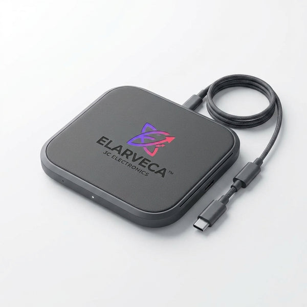 Elarveca™ GlideCharge 15W Ultra-Slim Wireless Charging Pad – Fast Qi-Compatible Charging, Drop-and-Go Convenience, Premium Matte Anti-Slip Finish & USB-C Powered Design