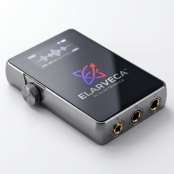 Elarveca™ Auralis Hi-Res Portable Digital Audio Player – Native DSD & PCM Decoding, Elarveca DSP, Metal Chassis, Precision Volume Control, Dual Audio Outputs & Up to 15-Hour Playback
