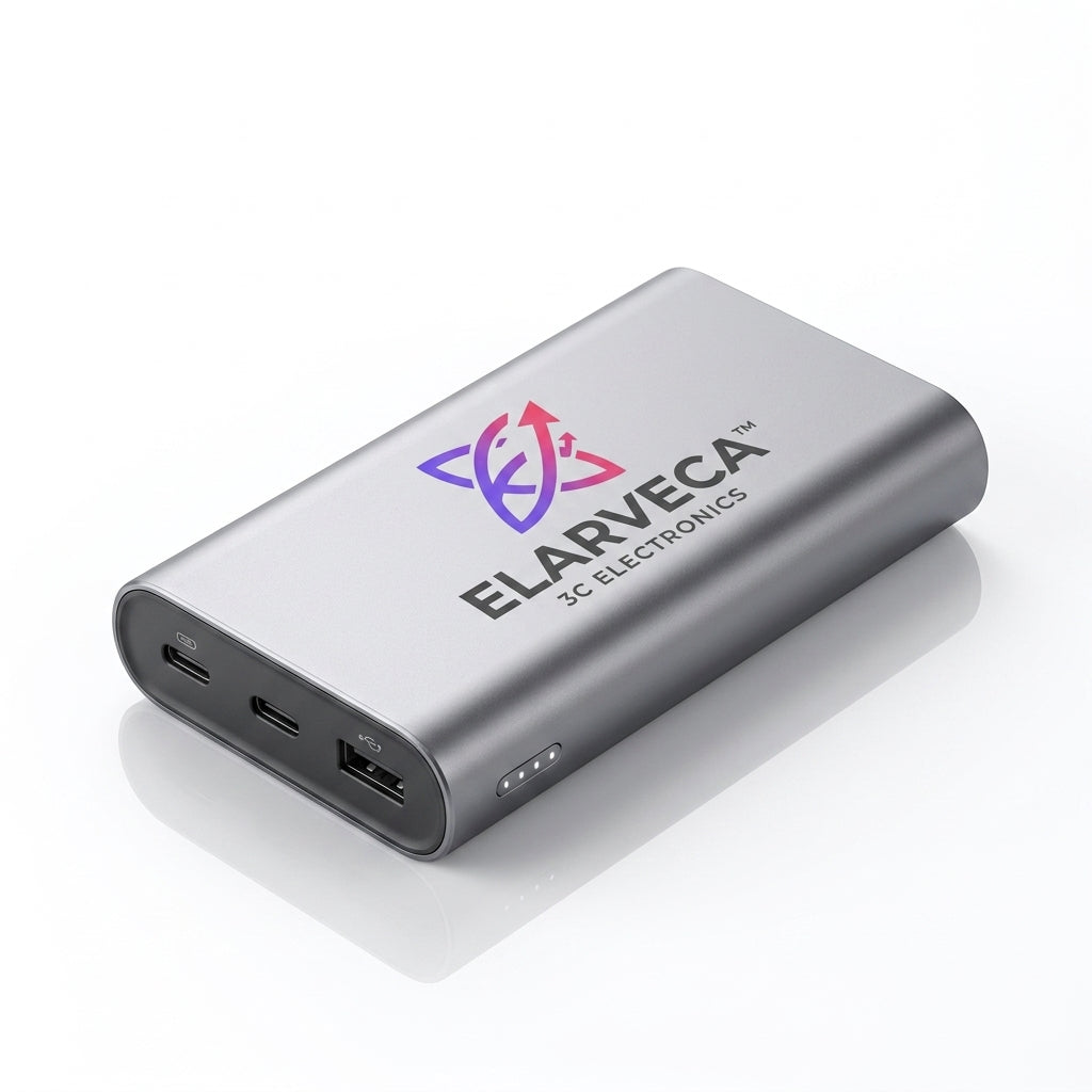 Elarveca™ VoltEdge 20K Ultra-Slim Power Bank – 20,000mAh High-Capacity Portable Charger with Dual USB-C PD 3.0, Aluminum Alloy Body & Multi-Device Fast Charging