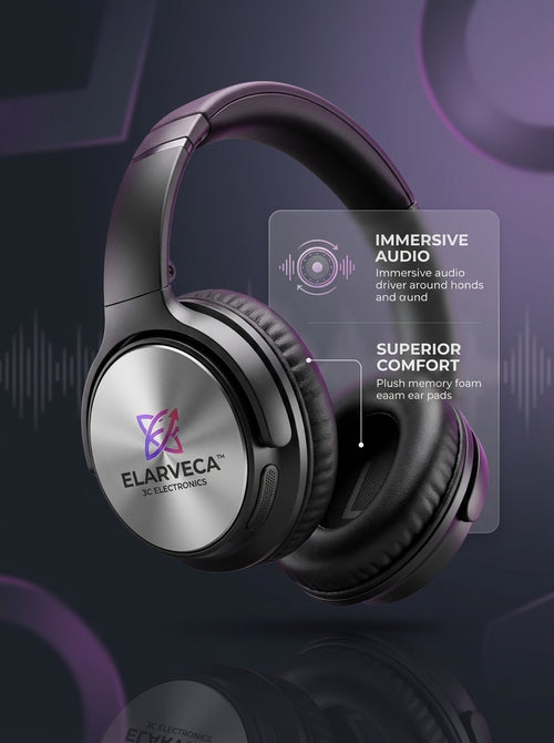 Elarveca™ AeroTune Over-Ear Headphones – Immersive Audio, Plush Memory Foam Comfort & Everyday Premium Listening