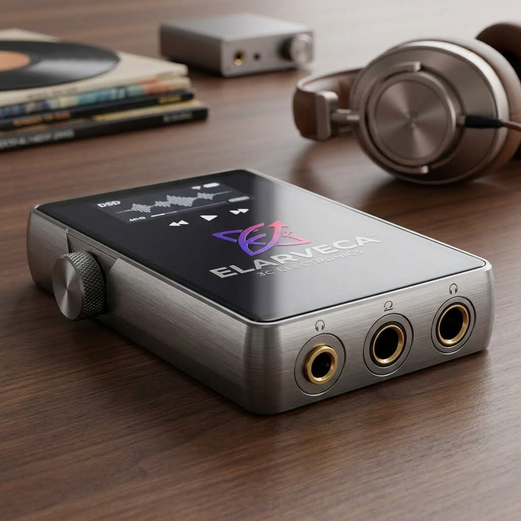 Elarveca™ Auralis Hi-Res Portable Digital Audio Player – Native DSD & PCM Decoding, Elarveca DSP, Metal Chassis, Precision Volume Control, Dual Audio Outputs & Up to 15-Hour Playback