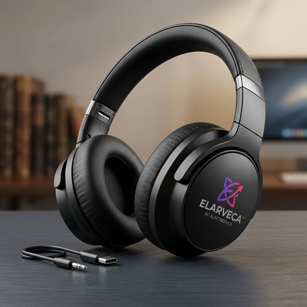Elarveca™ VortexOne Flagship Wireless Over-Ear Headphones – 360° Immersive Audio, Hybrid Active Noise Cancelling, Ultra-Lightweight Comfort & Multi-Device Connectivity