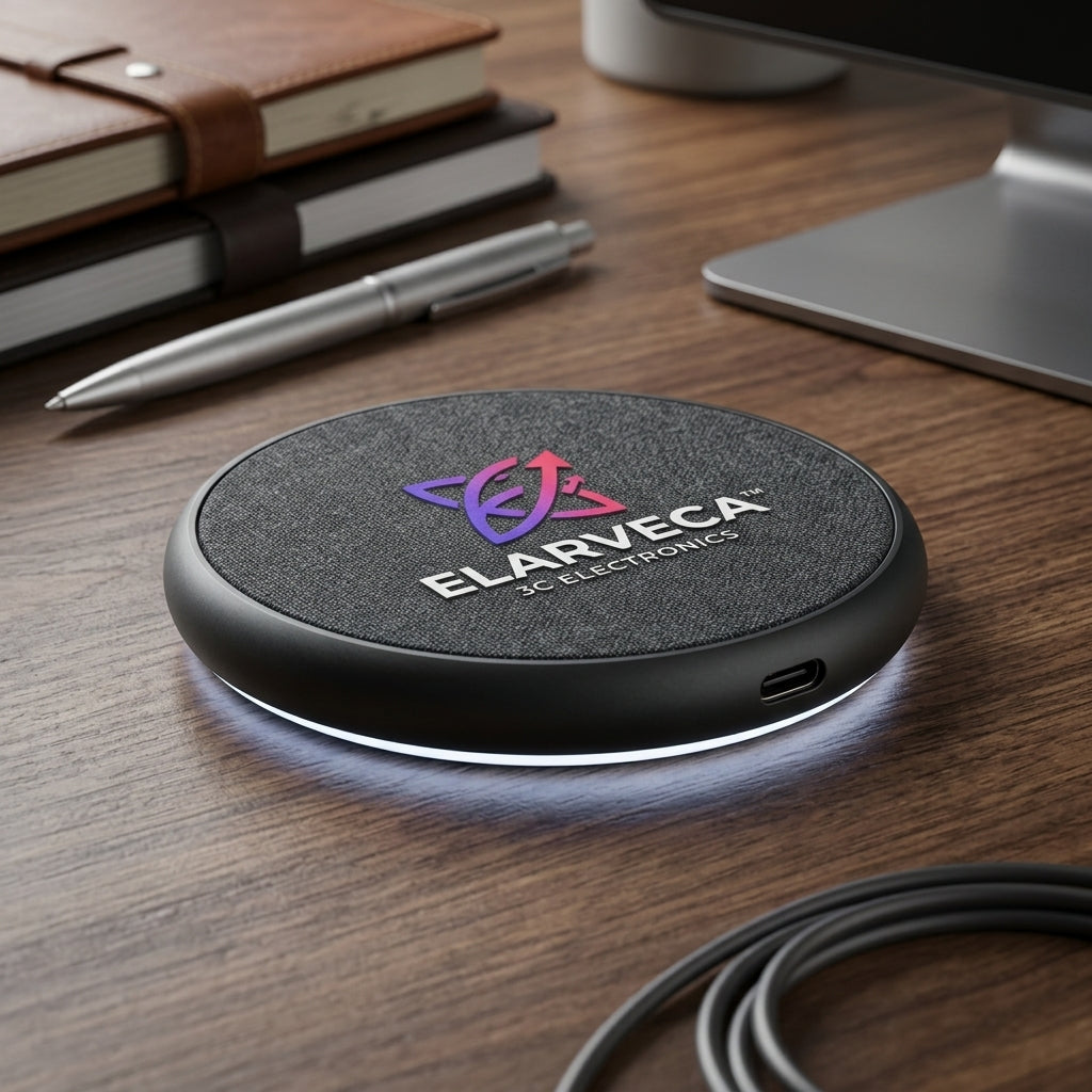 Elarveca™ LumiPad 15W Wireless Charging Pad – Fast Qi Charging with Premium Fabric Finish, USB-C Input & Smart LED Indicator