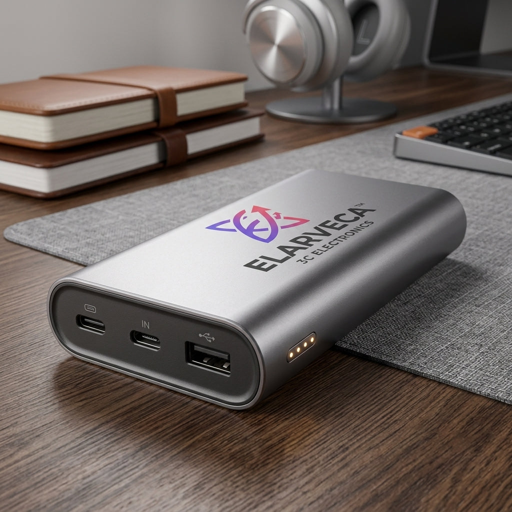 Elarveca™ VoltEdge 20K Ultra-Slim Power Bank – 20,000mAh High-Capacity Portable Charger with Dual USB-C PD 3.0, Aluminum Alloy Body & Multi-Device Fast Charging