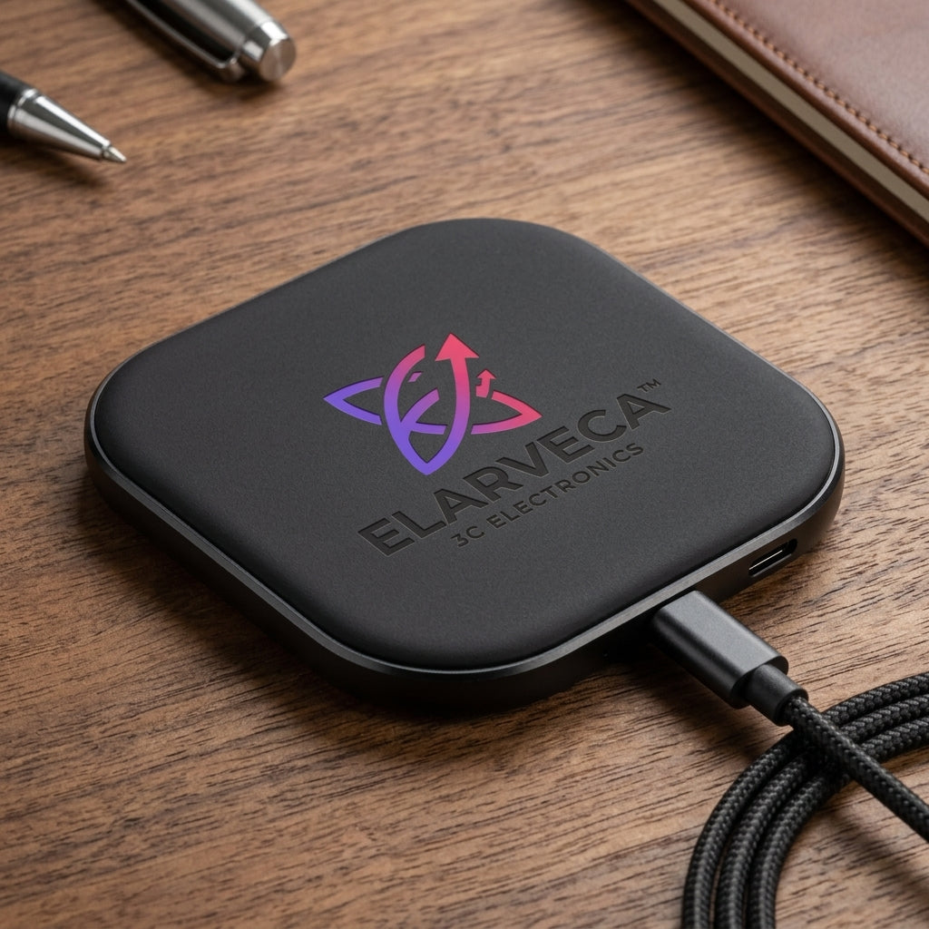 Elarveca™ PulseDock Smart Wireless Charging Pad – Intelligent Device Detection, Effortless Cable-Free Charging, USB-C Power Input & Compact Premium Design