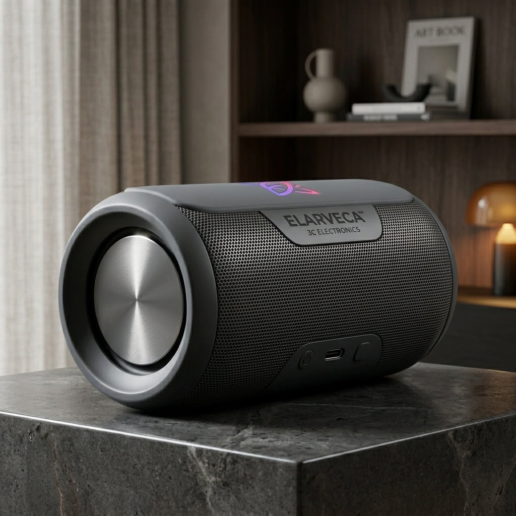 Elarveca™ ArcWave Portable Bluetooth Speaker – Immersive 3D Audio, TWS Stereo Pairing, Extended Playtime & Wireless Sound for Home, Travel, Streaming and Everyday Entertainment