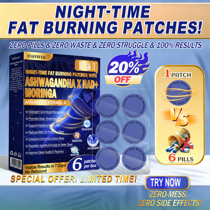 IOWOL® NIGHT-TIME FAT BURNING PATCHES! ZERO PILLS & ZERO WASTE & ZERO STRUGGLE & 100% RESULTS.